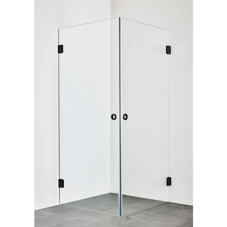 Hafa Infinity dusjhjørne, 80×90 cm, klart glass, sort profil | 1451056