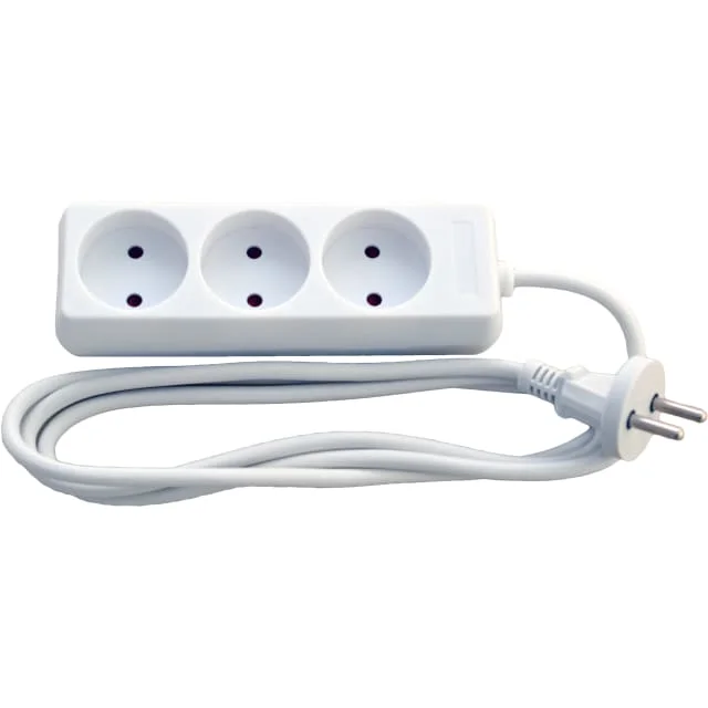 5 stk E-Line grenuttak med 3 uttak, 1,5 meter, hvit | 8531108 5 stk E-Line grenuttak med 3 uttak, 1,5 meter, hvit | 8531108