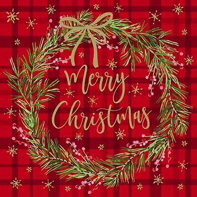 Servietter 33x33cm Tartan Merry Christmas v:9204610