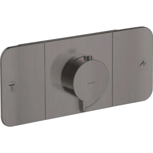 Axor One termostat, med 2 utløp, for innbygging, børstet sort krom | 45712340 Axor One termostat, med 2 utløp, for innbygging, børstet sort krom | 45712340
