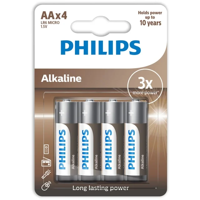 12 stk Philips Tech Alkaline AA batterier, 4 stk. | LR6A4B-10 12 stk Philips Tech Alkaline AA batterier, 4 stk. | LR6A4B-10