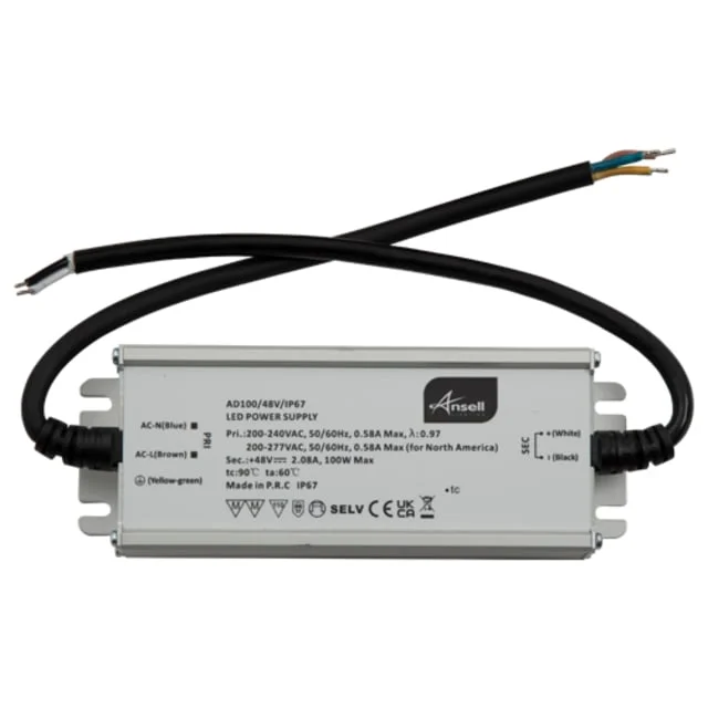 Ansell Lighting utendørs LED driver, 48V, 100W | AD100/48V/IP67