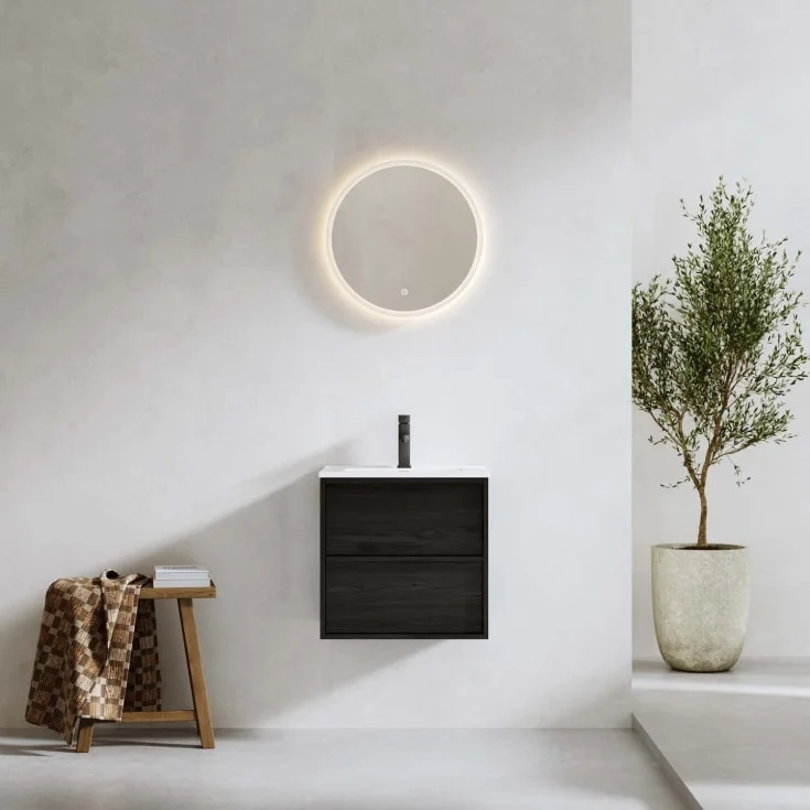 Bathlife Charm møbelpakke, med servant og LED-speil, 51×39,5×52 cm, sort eik | 401410307 Bathlife Charm møbelpakke, med servant og LED-speil, 51×39,5×52 cm, sort eik | 401410307