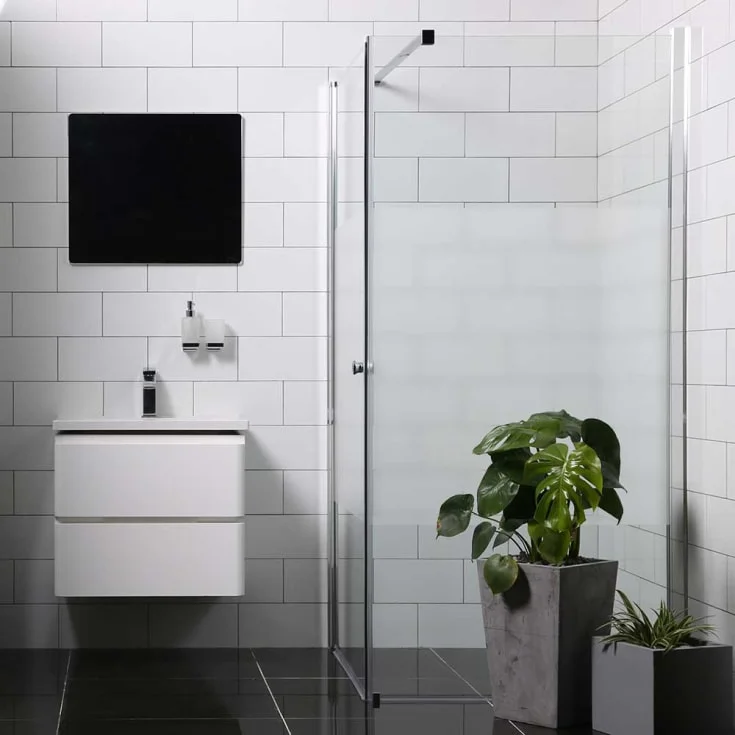 Bathlife Allsidig dusjhjørne, 100×90 cm, delvis frostet glass, sølv profil | 40790697