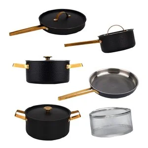 Arvet XL grytesett 6 deler svart/messing v:1713995
