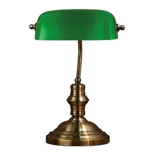 Bankers bordlampe 42 cm antikk/grønn v:5193767