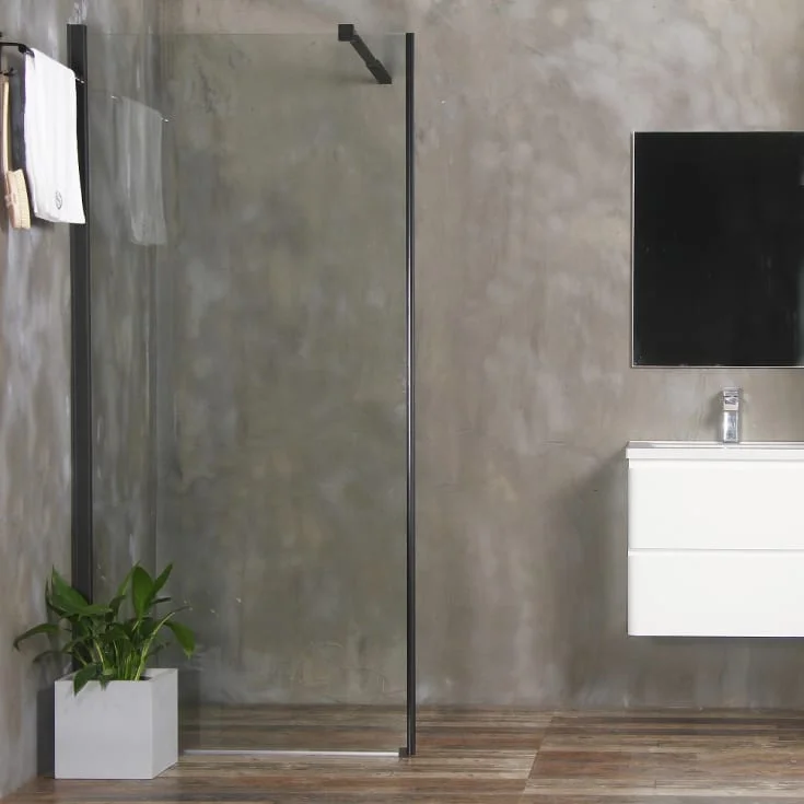 Bathlife Allsidig dusjvegg, 100 cm, klart glass, sort profil | 40842631