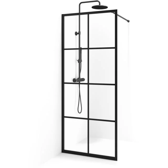 Cassøe New York dusjvegg, 95 cm, klart glass, svart profil | 7332840