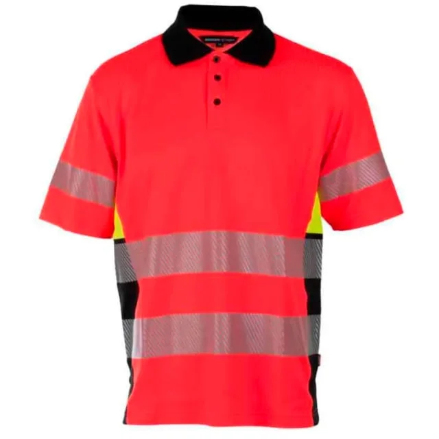 Bekken & Strøm Gjøvik piqueskjorte, HiVis kl.3, unisex, str. L, rød/sort | 650903 Bekken & Strøm Gjøvik piqueskjorte, HiVis kl.3, unisex, str. L, rød/sort | 650903