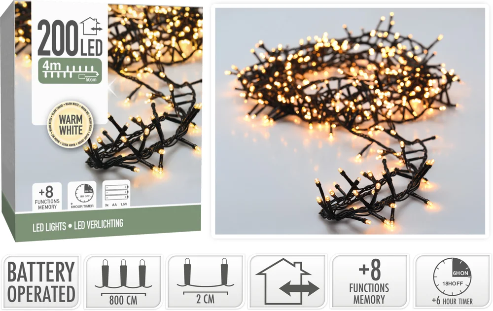 Lyslenke Snake Lights 200ledlys varmhvit IP44 4m v:7630037