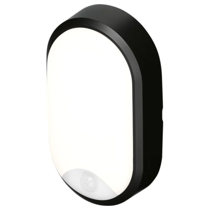 4lite Pylus Oval utelys vegg med sensor, sort | 4L2/3216/PIR 4lite Pylus Oval utelys vegg med sensor, sort | 4L2/3216/PIR