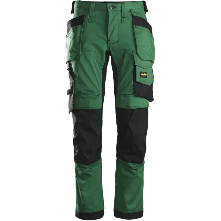 Snickers 6241 AllroundWork arbeidsbukse med stretch, grønn/sort, str. 124 | 6241-3904_124