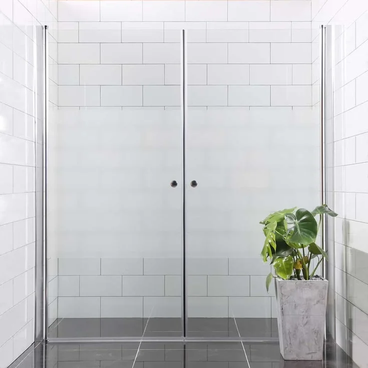 Bathlife Allsidig dusjnisje, 80×80 cm, delvis frostet glass, sølv profil | 40790734