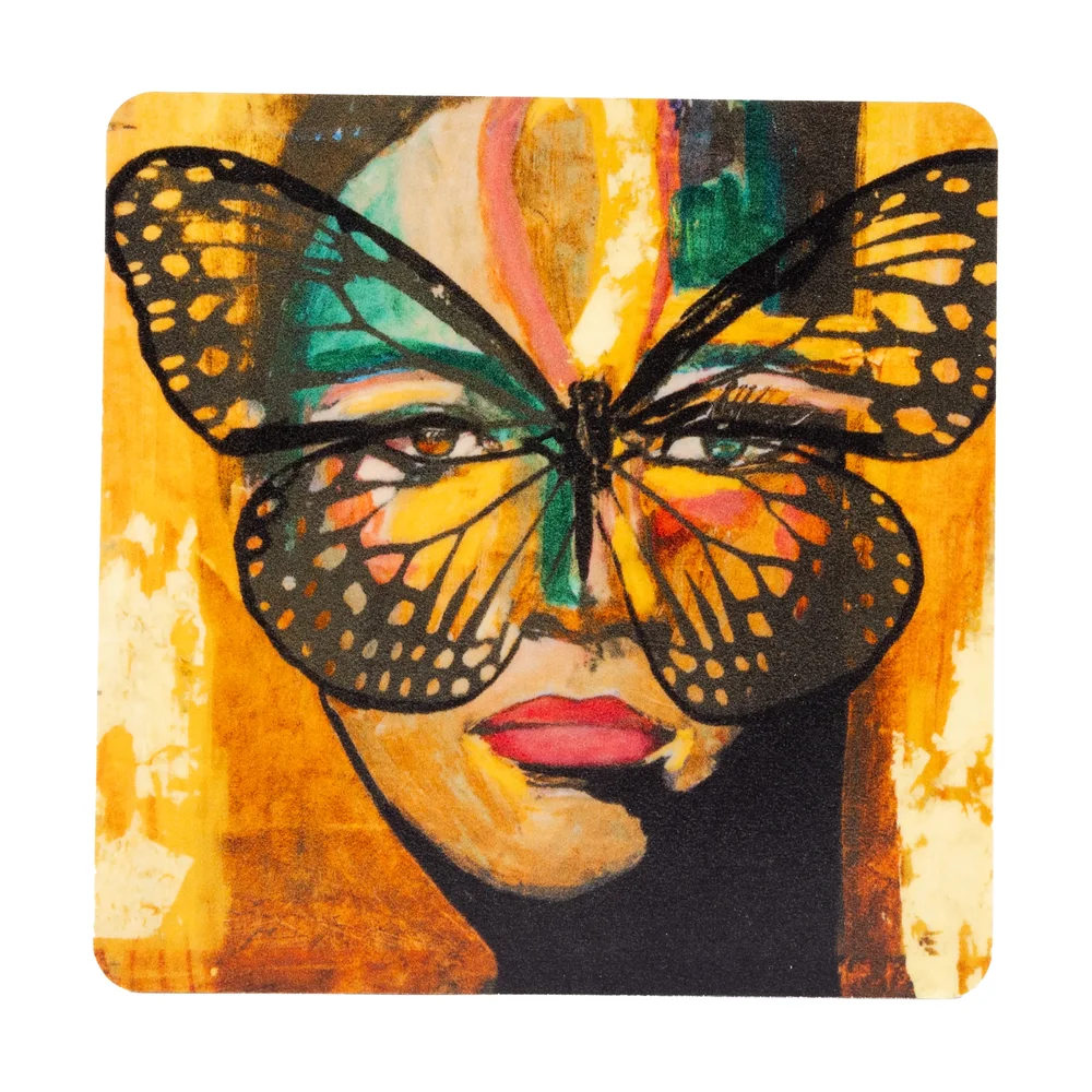 Golden Butterfly glassbrikke 9×9 cm v:7154538