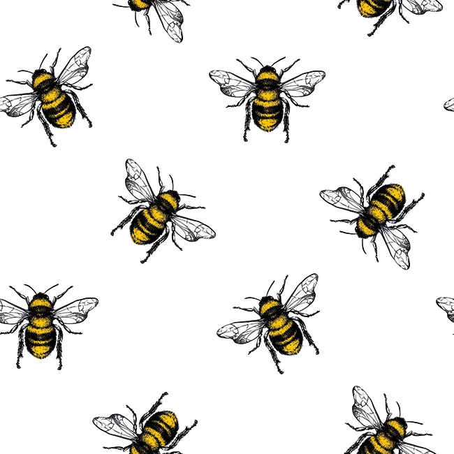 Servietter 33x33cm Bees White v:6343054