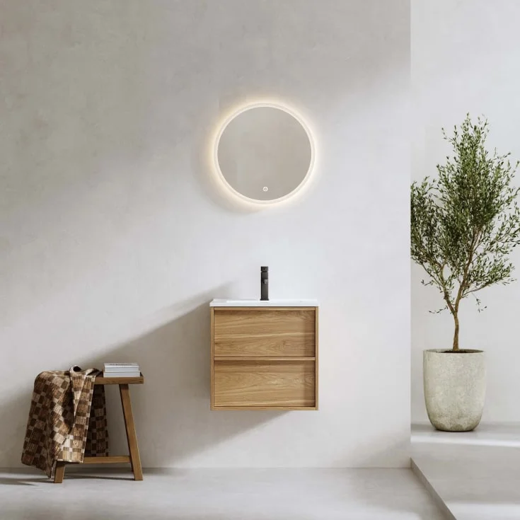 Bathlife Charm møbelpakke, med servant og LED-speil, 51×39,5×52 cm, eik | 401410303
