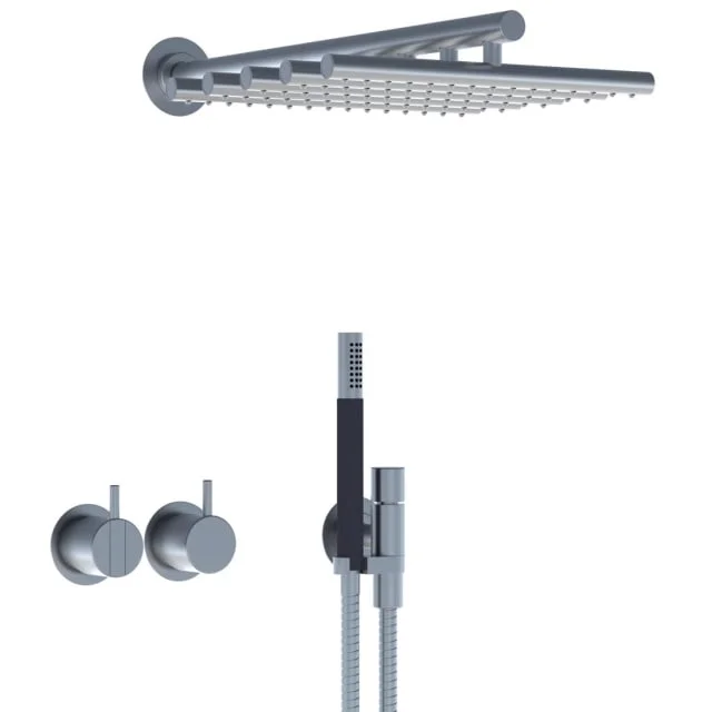 Vola 2471-051 dusjbatteri, med hode- og hånddusj, messing natur | 2471-051-19 Vola 2471-051 dusjbatteri, med hode- og hånddusj, messing natur | 2471-051-19