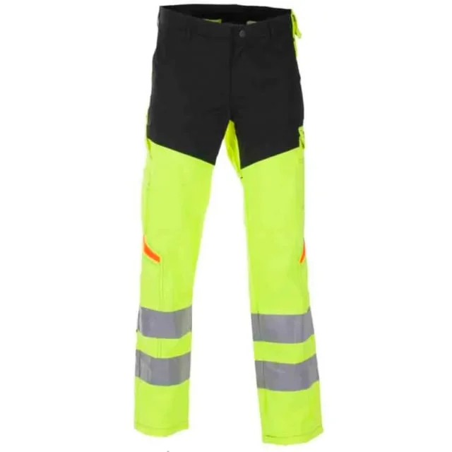 Bekken & Strøm Bergset arbeidsbukse, HiVis kl.2, unisex, str. C60, gul/sort | 644920