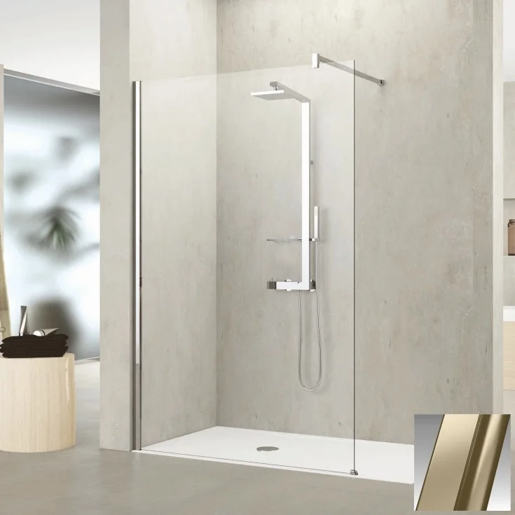 Novellini Kuadra H fastvegg, 97-100 cm, klart glass, børstet bronse profil | KUADH100-1Q