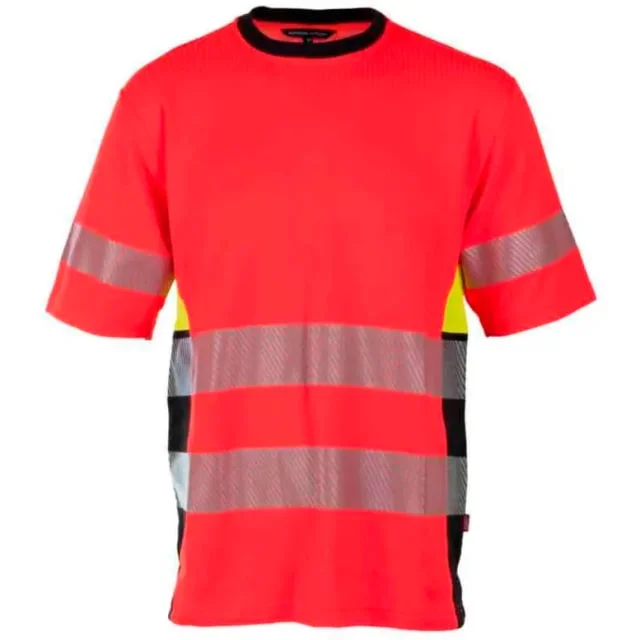 Bekken & Strøm Gjøvik T-skjorte, HiVis kl.3, unisex, str. 3XL, rød/sort | 677880