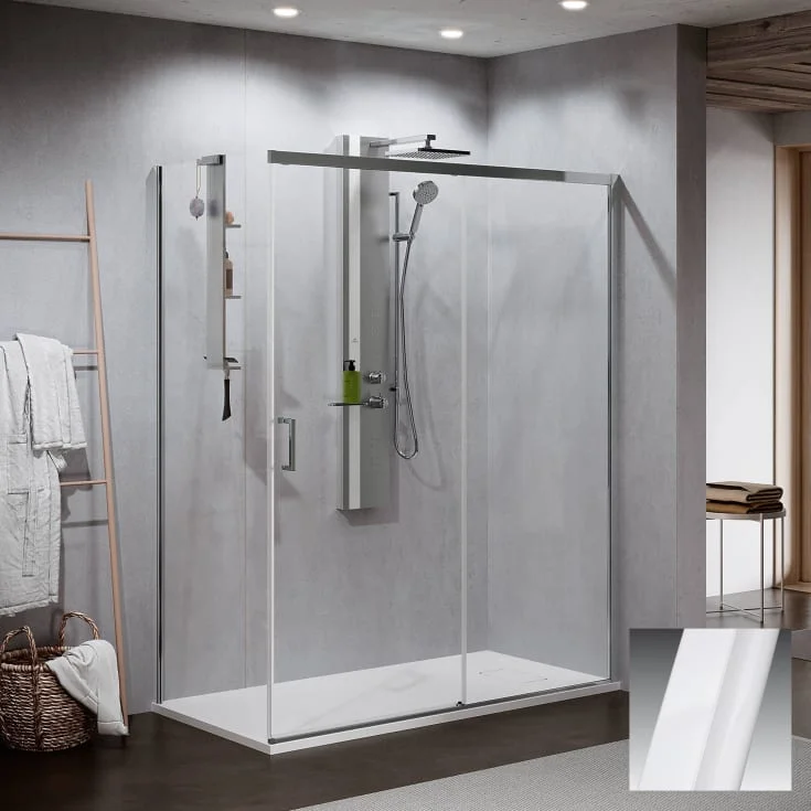 Novellini Zephyros 2.0 PH skyvedør høyre, 116-119 cm, klart glass, hvit matt profil | ZEP2PH116D-1U Novellini Zephyros 2.0 PH skyvedør høyre, 116-119 cm, klart glass, hvit matt profil | ZEP2PH116D-1U