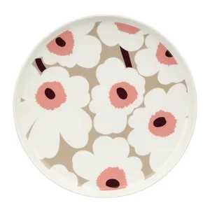 Oiva Unikko tallerken 25 cm hvit/vinrød v:1114924